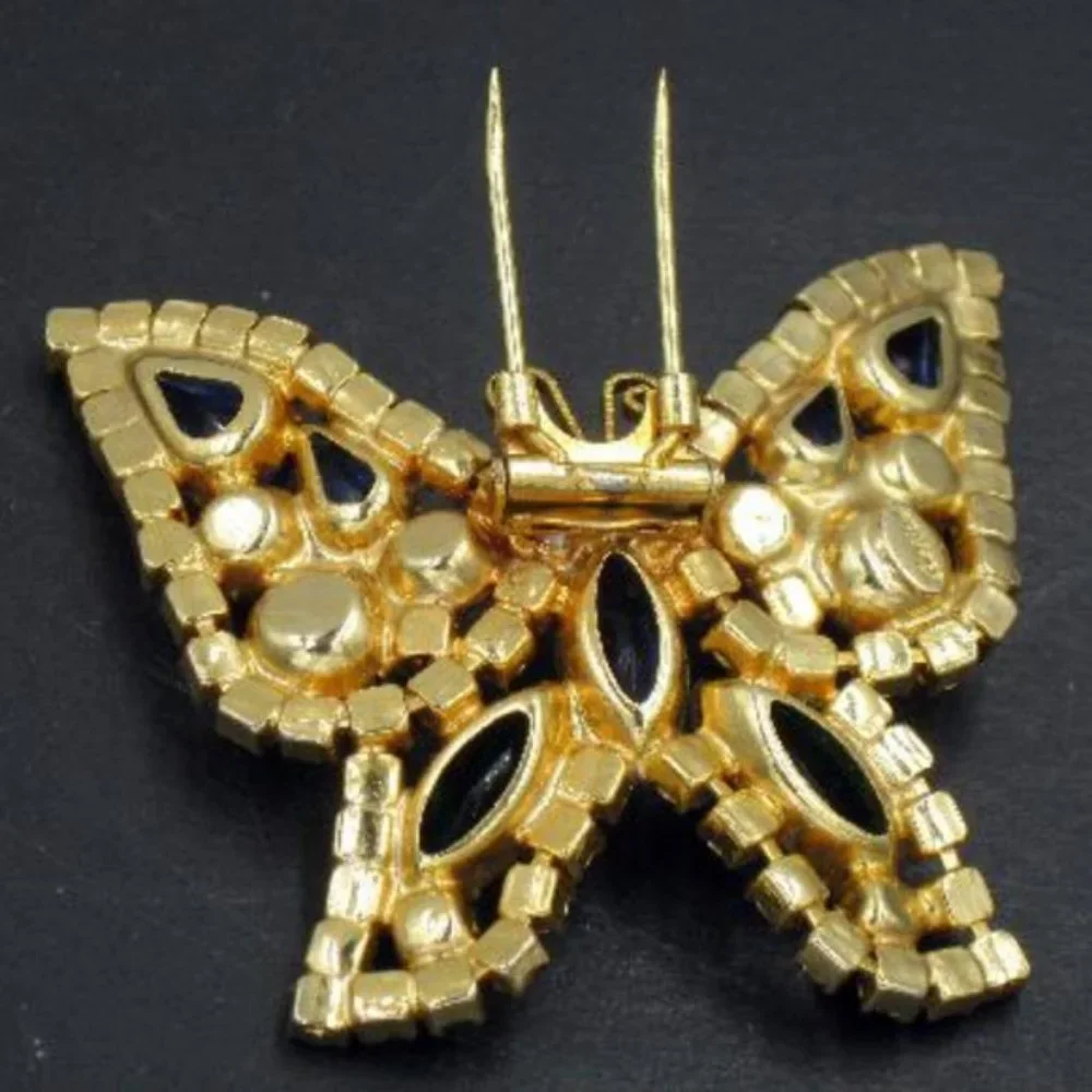 Rare Vintage Kramer Rhinestone Butterfly Fur Clip